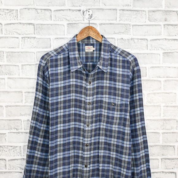 Faherty Brand Men's Button up Flannel Shirt Blue Grey Plaid cotton size 2XL - Picture 4 of 6